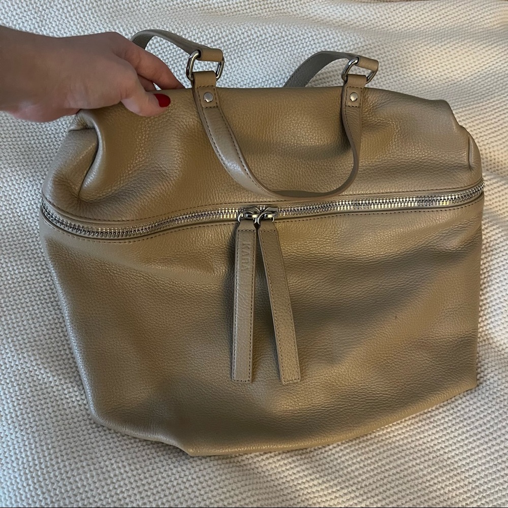 KARA large shoulder bag in khaki/tan